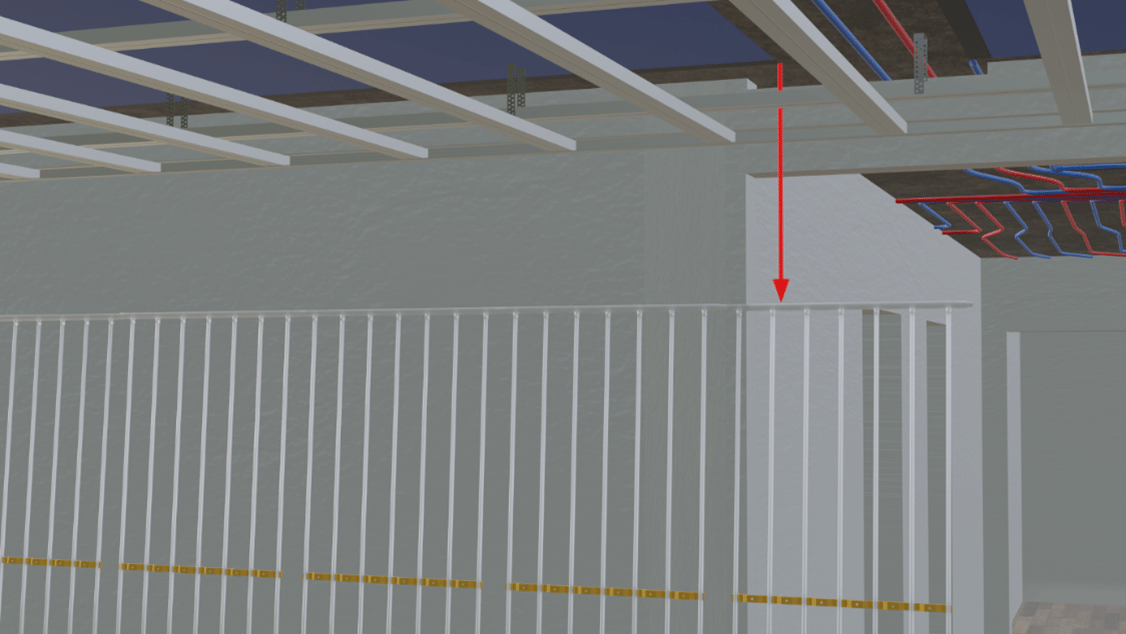 Baustelle mit sichtbaren Kunststoff-Registern für Flächenheizung in Decke und Wand