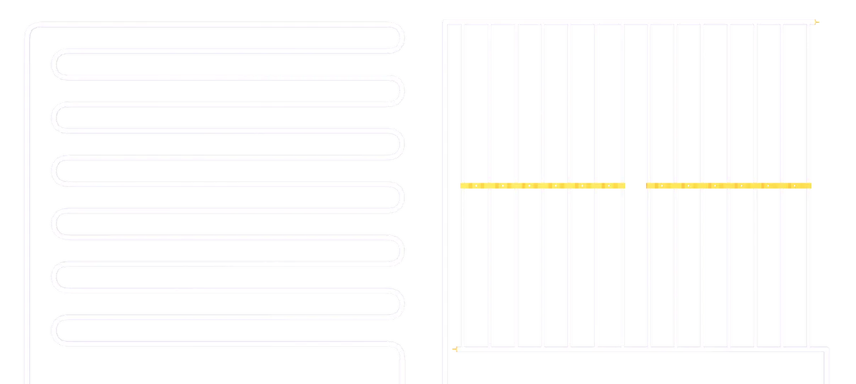 Schematische Darstellung von Kunststoff-Registerleitungen für Flächenheizung und -kühlung